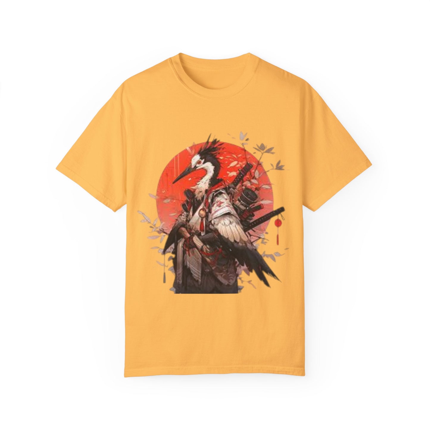 Pelo & Stile Cranes & Blossoms Artisan T-Shirt - Unisex Garment-Dyed Tee for Nature Lovers