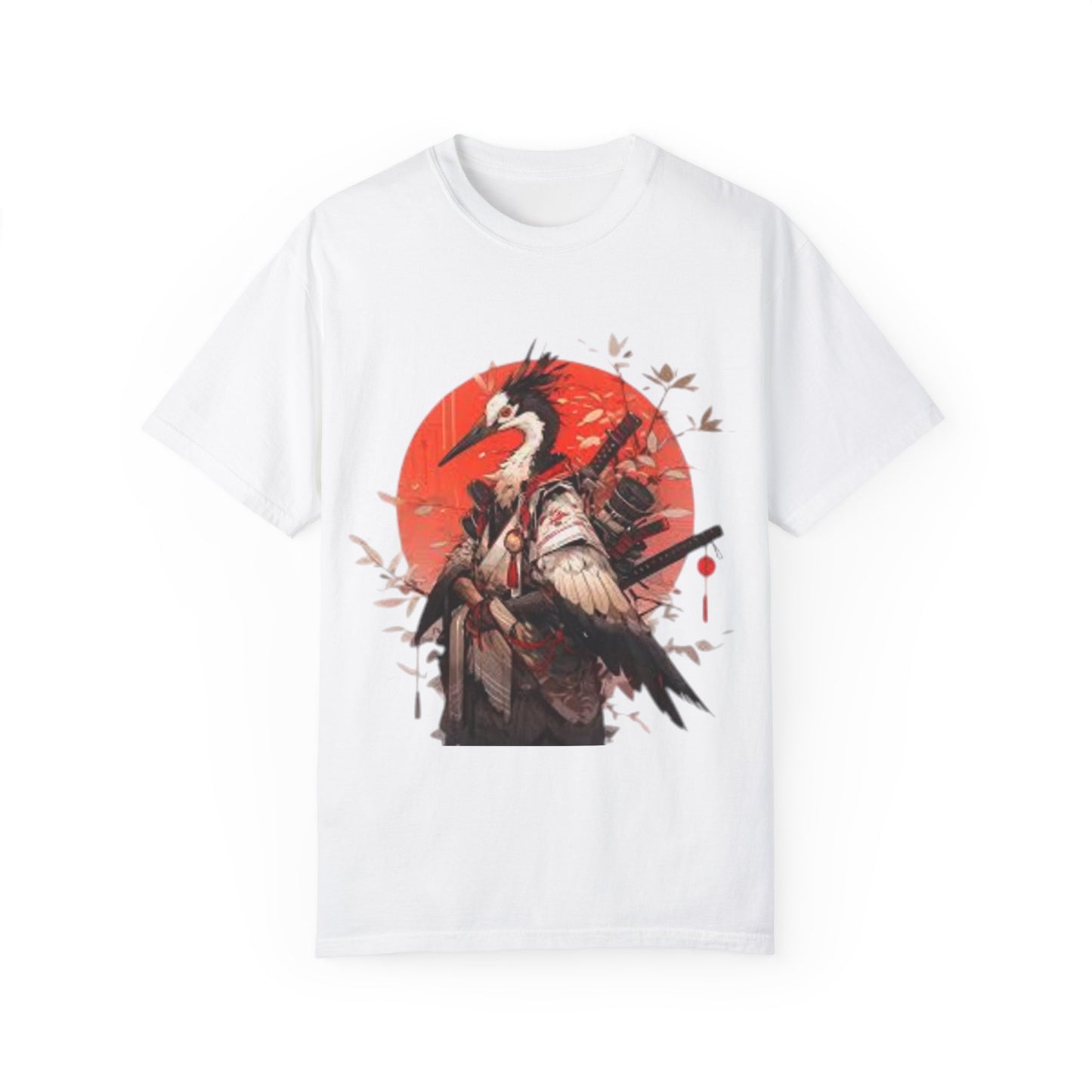 Pelo & Stile Cranes & Blossoms Artisan T-Shirt - Unisex Garment-Dyed Tee for Nature Lovers