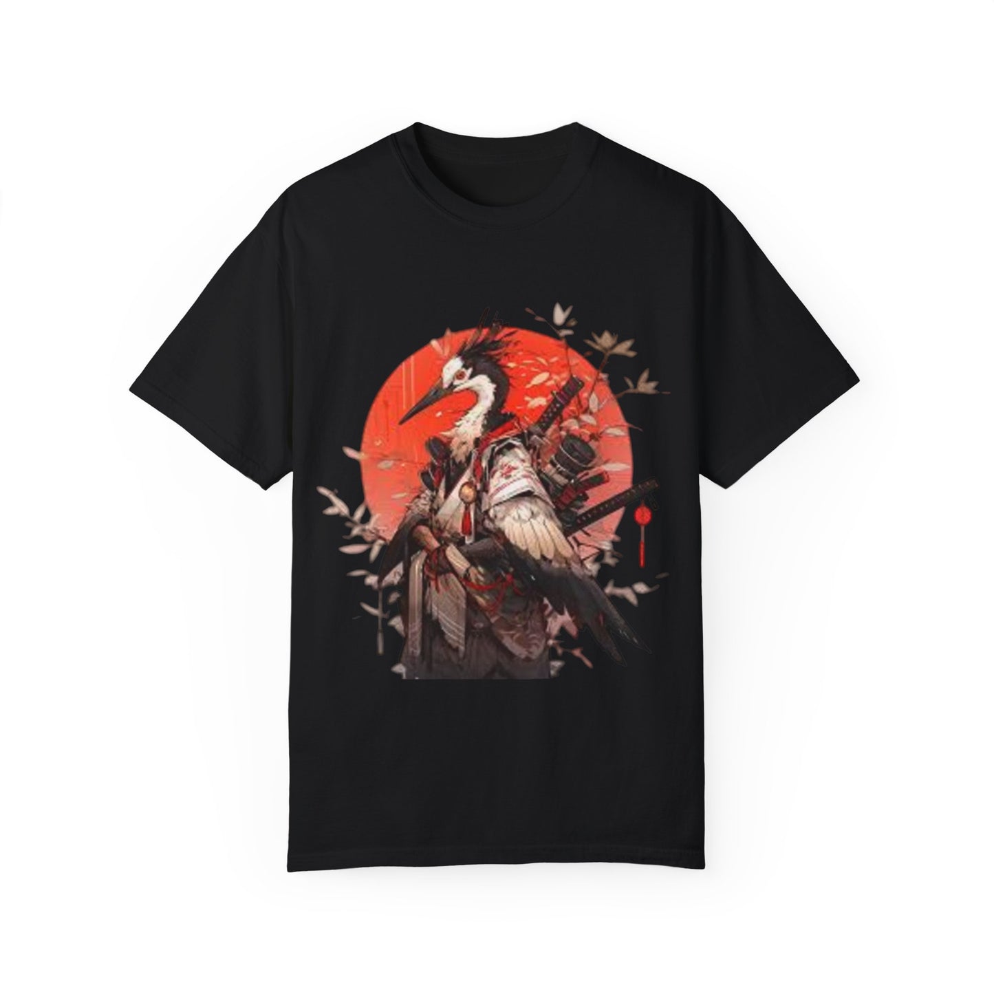 Pelo & Stile Cranes & Blossoms Artisan T-Shirt - Unisex Garment-Dyed Tee for Nature Lovers