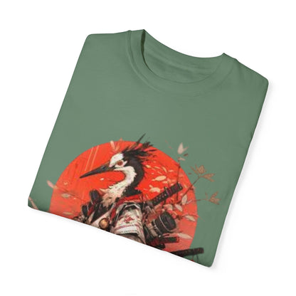 Pelo & Stile Cranes & Blossoms Artisan T-Shirt - Unisex Garment-Dyed Tee for Nature Lovers