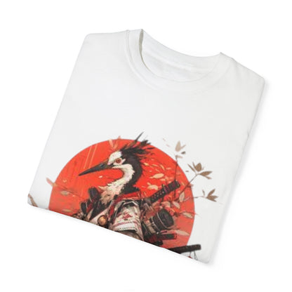 Pelo & Stile Cranes & Blossoms Artisan T-Shirt - Unisex Garment-Dyed Tee for Nature Lovers