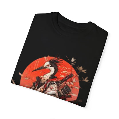 Pelo & Stile Cranes & Blossoms Artisan T-Shirt - Unisex Garment-Dyed Tee for Nature Lovers