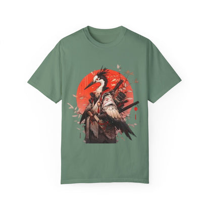 Pelo & Stile Cranes & Blossoms Artisan T-Shirt - Unisex Garment-Dyed Tee for Nature Lovers